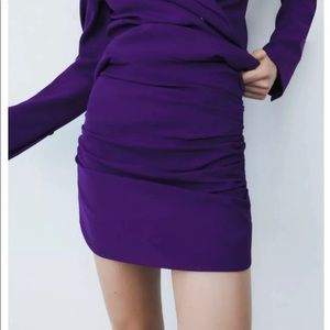 Zara pleated purple mini skirt sm med Nwt